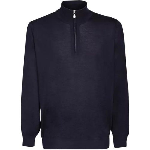 Zip Fastening Blue Sweater - Größe 48 - blue - BRUNELLO CUCINELLI - Modalova