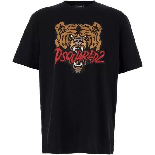 Black T-Shirt With Bear Print In Cotton - Größe M - Dsquared2 - Modalova