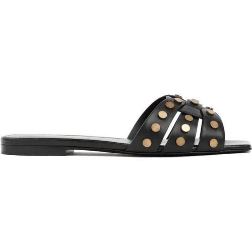 Sandalen - Black Leather Tribute Studded Sandals - Gr. 36 (EU) - in - für Damen - Saint Laurent - Modalova