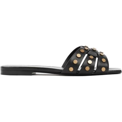 Sandalen & Sandaletten - Black Leather Tribute Studded Sandals - Gr. 36 (EU) - in - für Damen - Saint Laurent - Modalova