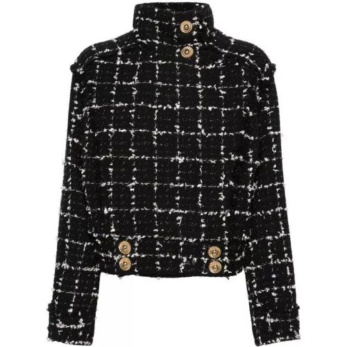 Black Check Tweed Jacket - Größe 40 - black - Balmain - Modalova