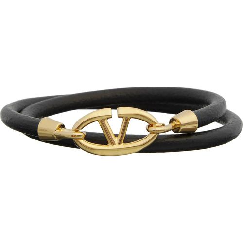 Kleinleder - Double Leather Bracelet VLogo - Gr. M - in Schwarz - für Damen - Valentino Garavani - Modalova