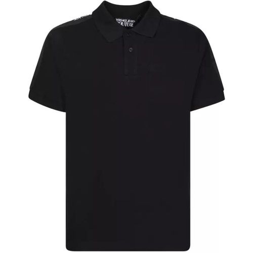 Logo-Tape Black Polo Shirt - Größe M - black - Versace Jeans Couture - Modalova