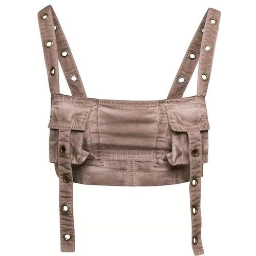 Beige Cropped Cargo Top With Pockets In Cotton Str - Größe 42 - brown - Blumarine - Modalova