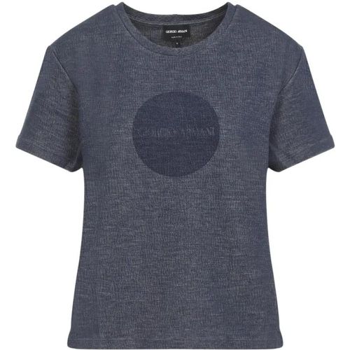 Blue Cotton T-Shirt - Größe 40 - Giorgio Armani - Modalova