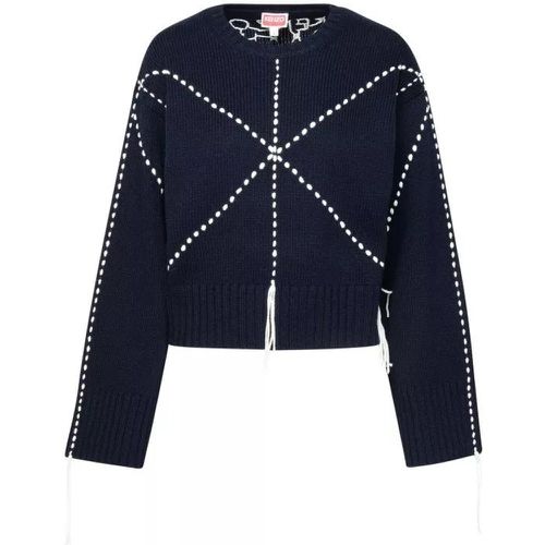 Sashiko Stitch' Sweater In Navy Wool Blend - Größe M - black - Kenzo - Modalova