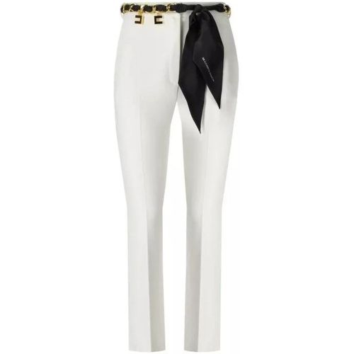 Ivory Flare Trousers With Foulard Belt - Größe 40 - white - Elisabetta Franchi - Modalova