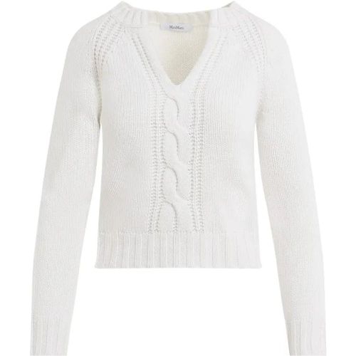 Cream White Cashmere Cancan V-Neck Cable Sweater - Größe S - Max Mara - Modalova