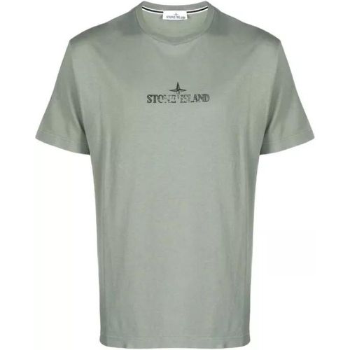 Sage Green Logo-Print Cotton T-Shirt - Größe XXL - gray - Stone Island - Modalova