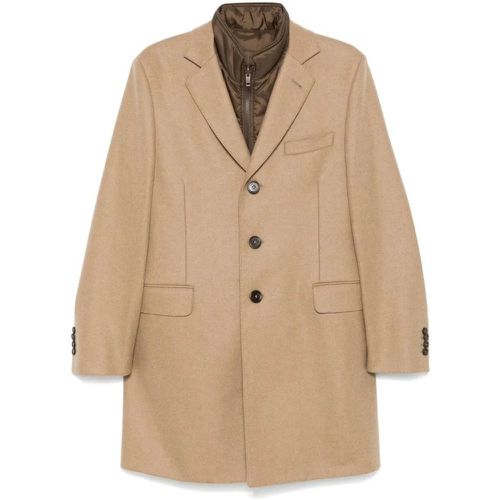 Light Beige/Brown Single Breasted Coat - Größe L - Fay - Modalova