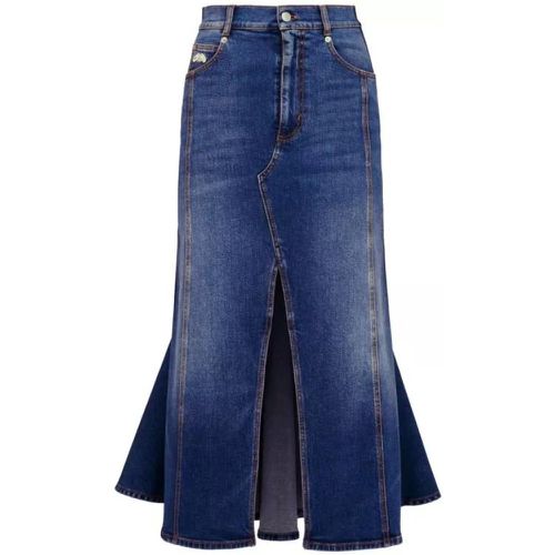 Blue Kickback Denim Midi Skirt - Größe 40 - blue - alexander mcqueen - Modalova