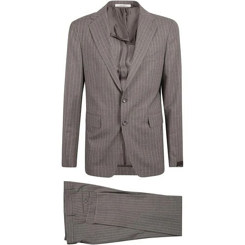 Pinstriped Grey Suit Jacket And Trousers Set - Größe 48 - Tagliatore - Modalova