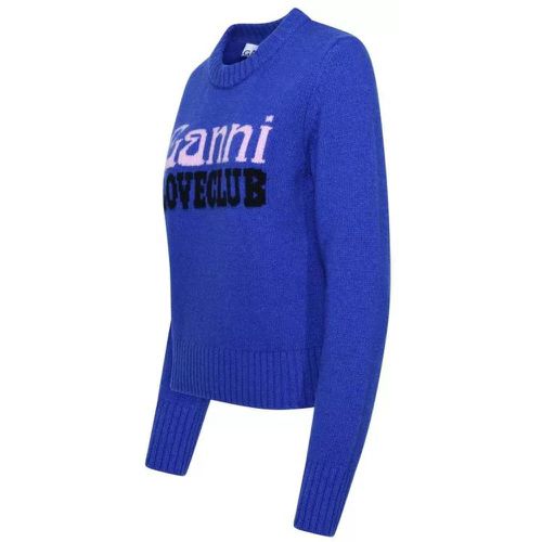 Blue Wool Blend Sweater - Größe L - blue - Ganni - Modalova