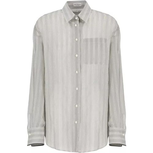 Cotton And Silk Shirt - Größe M - white - BRUNELLO CUCINELLI - Modalova
