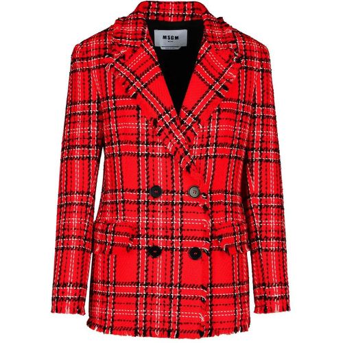 Check' Red Cotton Blend Blazer - Größe 38 - MSGM - Modalova