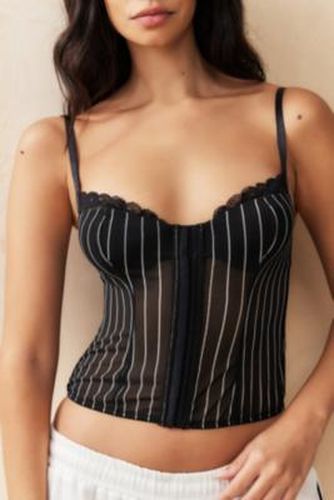 Pinstripe Mesh Corset - S at Urban Outfitters - Out From Under - Modalova