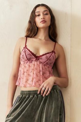 Exposed Bra Floral Cami Top - Pink M at Urban Outfitters - Kimchi Blue - Modalova