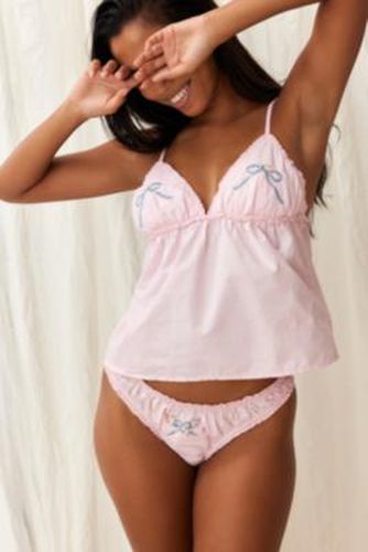Bow Laundered Cotton Thong - Pink S at Urban Outfitters - Out From Under - Modalova