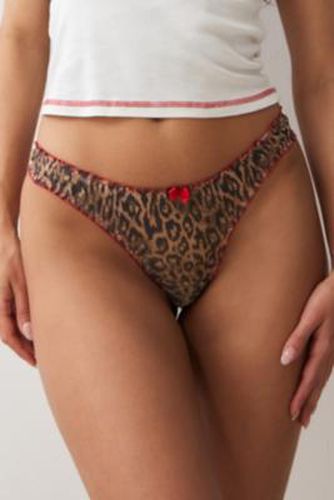 Leopard Print Frill Mesh Thong XS at Urban Outfitters - Out From Under - Modalova