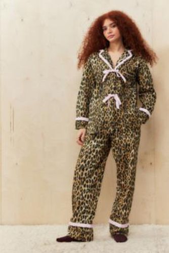 Antonella Leopard Print Pyjama Set - UK 6 at Urban Outfitters - Damson Madder - Modalova