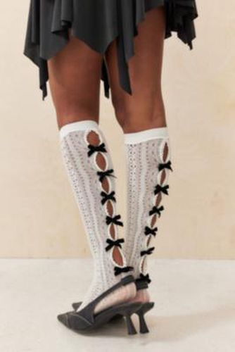 Pointelle Bow Knee High Socks - White at Urban Outfitters - Out From Under - Modalova