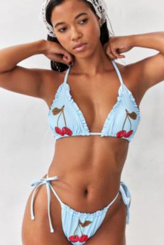 Vivien Cherry Ruffle Triangle Bikini Top - Blue XS at Urban Outfitters - Out From Under - Modalova
