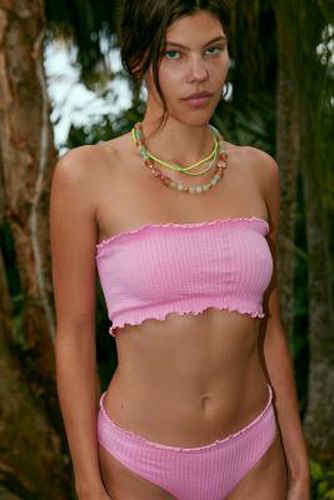 Puckered Bandeau Bikini Top - Pink M at Urban Outfitters - Out From Under - Modalova