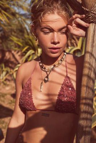 Sequined Open Stitch Bikini Top - Pink S at Urban Outfitters - Out From Under - Modalova