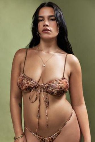 Script Print Ruched Bikini Top - Brown S at Urban Outfitters - Out From Under - Modalova