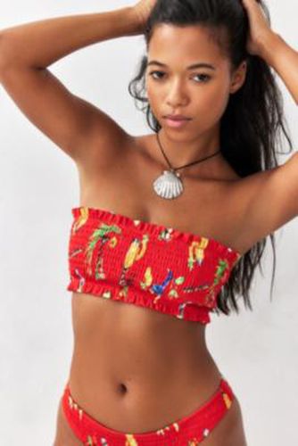 Hettie Shirred Bikini Top - Red UK 14 at Urban Outfitters - Damson Madder - Modalova