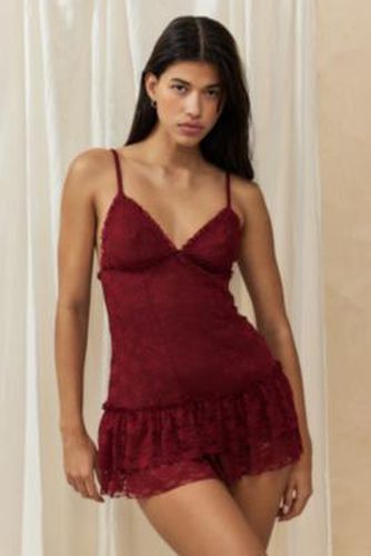 Ruffle Y2K Sheer Lace Babydoll Dress - Red L at Urban Outfitters - Out From Under - Modalova