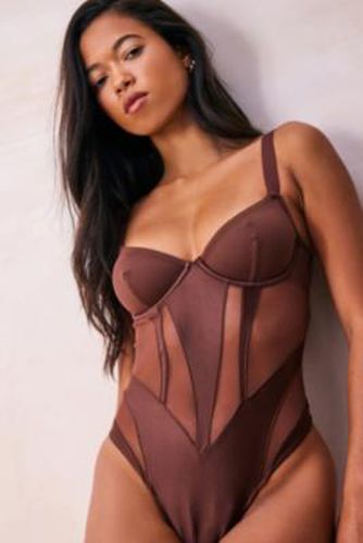 Mesh Panel Bodysuit - Brown 32D at Urban Outfitters - We Are We Wear - Modalova