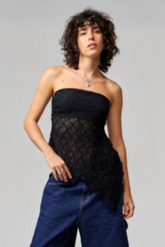 UO Indie Lace Asymmetric Bandeau Top - Black XS at - Urban Outfitters - Modalova