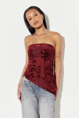 UO Y2K Velvet Burnout Tube Top - Red XS at - Urban Outfitters - Modalova