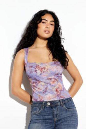 UO Elora Floral Mesh Top - Blue XL at - Urban Outfitters - Modalova