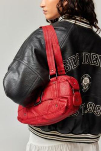 UO Washed Faux Leather Buckle Bowler Bag - Red at - Urban Outfitters - Modalova