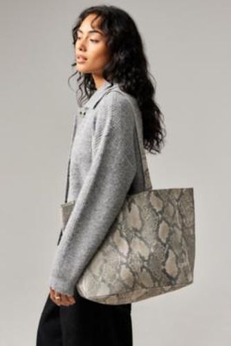 UO Snake-Print Leather Tote Bag - Grey at - Urban Outfitters - Modalova