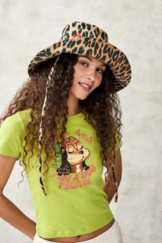 Leopard Print Sun Hat - at Urban Outfitters - Damson Madder - Modalova