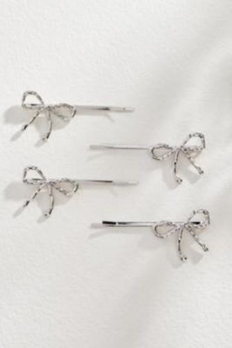 UO Metal Bow Hair Clips 4-Pack - Silver at - Urban Outfitters - Modalova