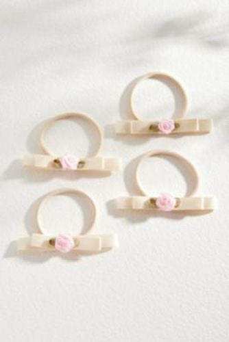 Rose Bow Hair Tie 4-Pack - Cream at - Urban Outfitters - Modalova