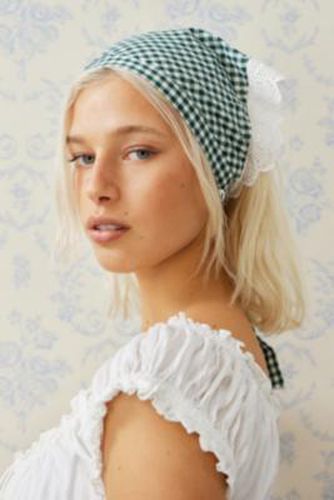 UO Gingham Lace Headscarf - Green at - Urban Outfitters - Modalova