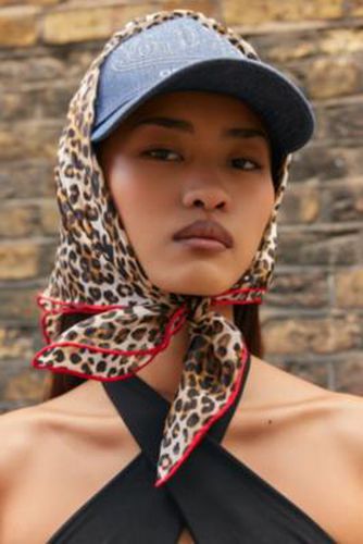 UO Leopard Print Silk Neck Scarf - Brown at - Urban Outfitters - Modalova