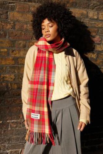 Wool Check Scarf - at Urban Outfitters - Damson Madder - Modalova