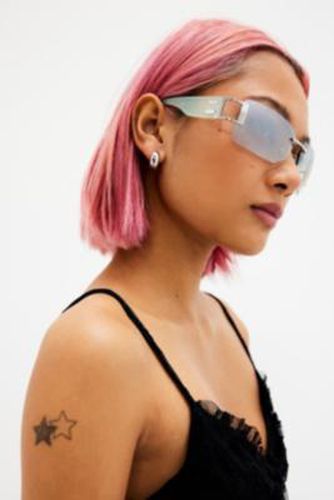UO Maxine Y2K Rimless Sunglasses - Blue at - Urban Outfitters - Modalova