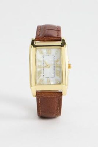 Brown Leather Rectangle Watch - Brown at - Urban Outfitters - Modalova