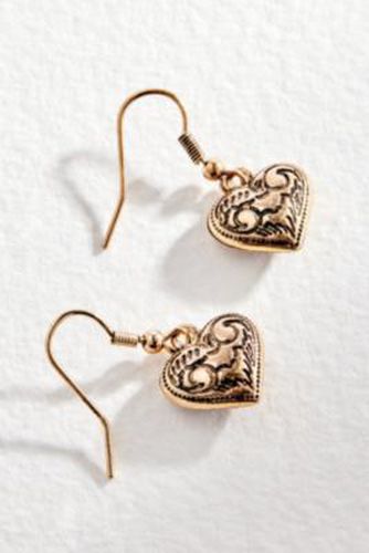 Etched Heart Earrings - Gold at Urban Outfitters - Silence + Noise - Modalova