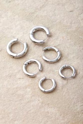 Chunky Tunnel Hoop Earrings 3-Pack - Silver at Urban Outfitters - Silence + Noise - Modalova