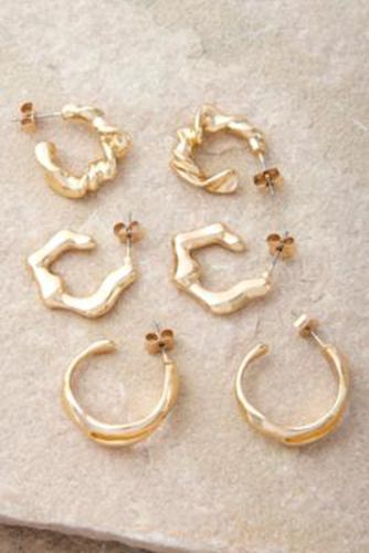 Molten Hoop Earrings 3-Pack - Gold at Urban Outfitters - Silence + Noise - Modalova