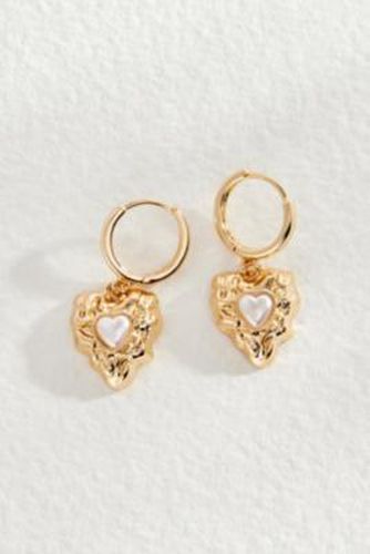 Heart Drop Hoop Earrings - Gold at Urban Outfitters - Silence + Noise - Modalova