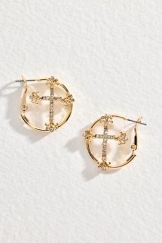 UO Gold Cross Hoop Earrings - Gold at - Urban Outfitters - Modalova